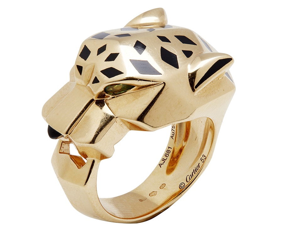 An 18ct gold Panthère de Cartier gem set ring, Cartier